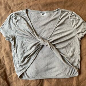 Aritzia Light Green/Grey Twist Front Tee
